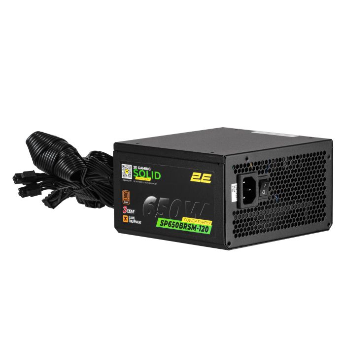 Блок питания 2E GAMING Solid Power  (650W), >85%, 80+ Bronze, 120мм, 1xMB 24pin(20+4), 2xCPU 8pin(4+4), 3xMolex, 6xSATA, 4xPCIe 8pin(6+2), Semi Modular