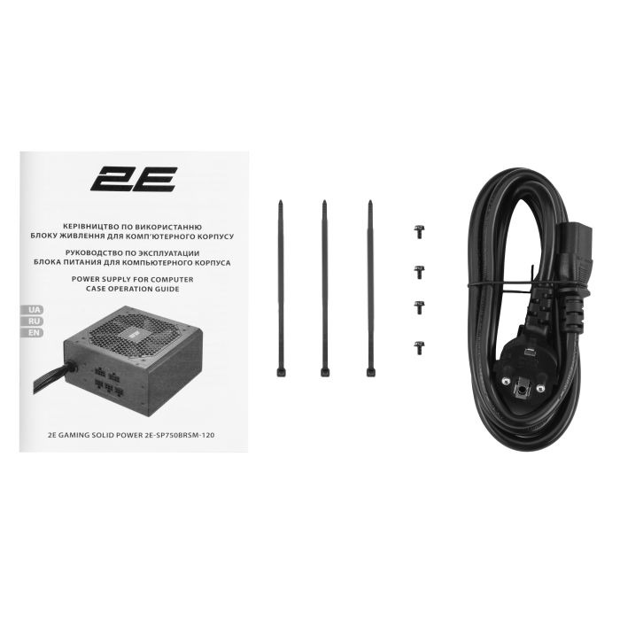 Блок питания 2E GAMING Solid Power  (750W), >85%, 80+ Bronze, 120мм, 1xMB 24pin(20+4), 2xCPU 8pin(4+4), 3xMolex, 6xSATA, 4xPCIe 8pin(6+2), Semi Modular