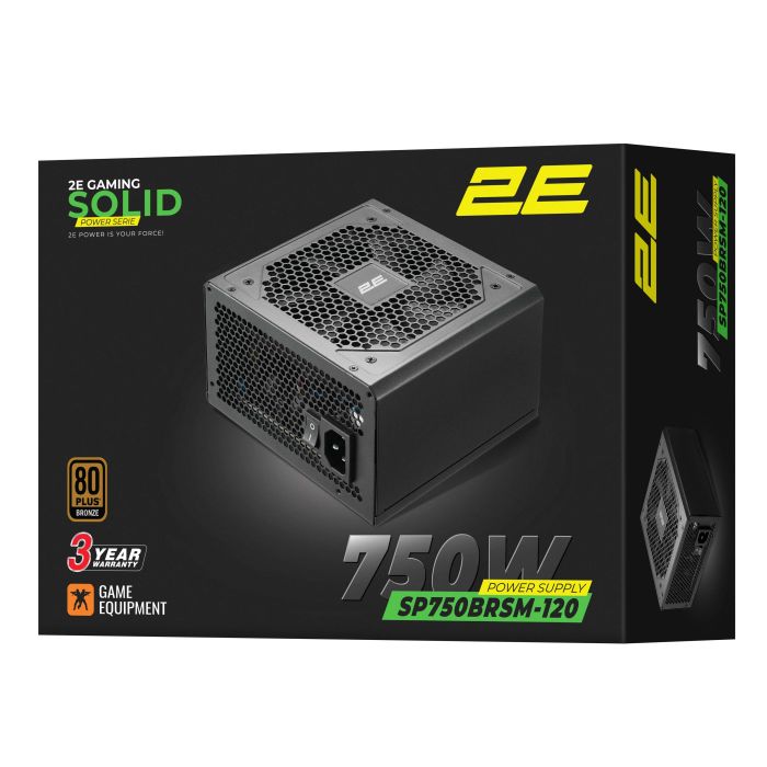 Блок питания 2E GAMING Solid Power  (750W), >85%, 80+ Bronze, 120мм, 1xMB 24pin(20+4), 2xCPU 8pin(4+4), 3xMolex, 6xSATA, 4xPCIe 8pin(6+2), Semi Modular