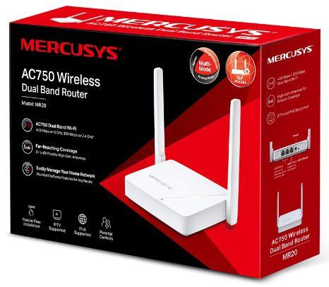 Маршрутизатор MERCUSYS  AC750, 2xFE LAN, 1xFE WAN Mercusys MR20