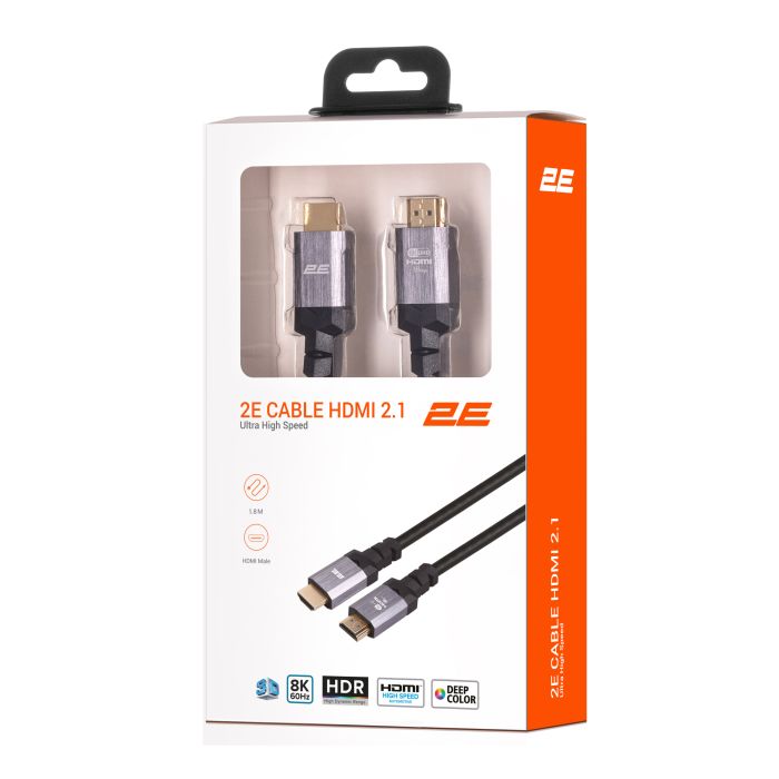 Кабель HDMI (M/M) 2Е 1.8м, 2.1, 4K/120Hz, 8K/60Hz 48Gbps, Ultra High Speed, черный