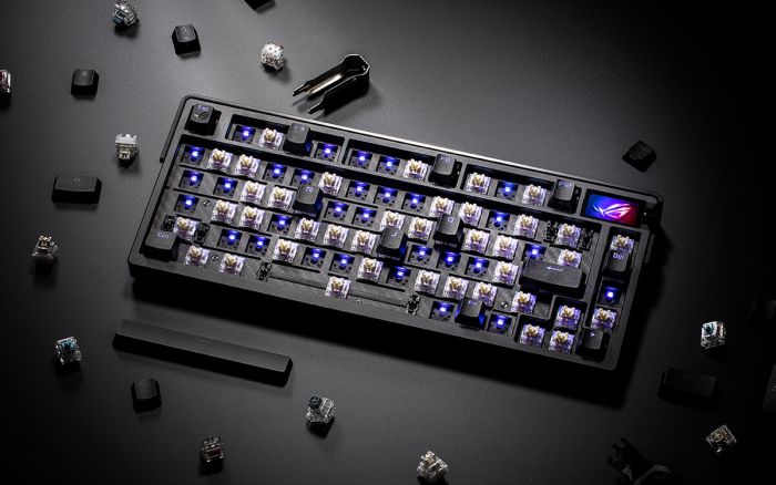 Клавиатура механическая ASUS ROG Azoth Extreme 81key, NX Snow, USB-A/WL/BT, EN, RGB, чёрный