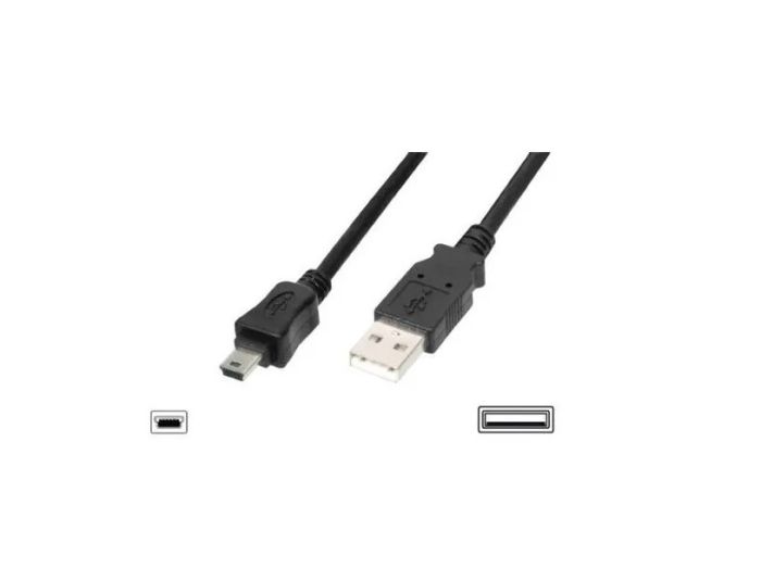 Кабель DIGITUS USB-A > mini USB зарядки/синхронизации, 1.8м, черный