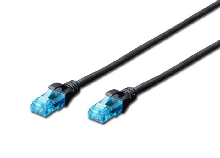 Патч-корд DIGITUS CAT 5e UTP, 0.5м, AWG 26/7, CCA, PVC, чорний