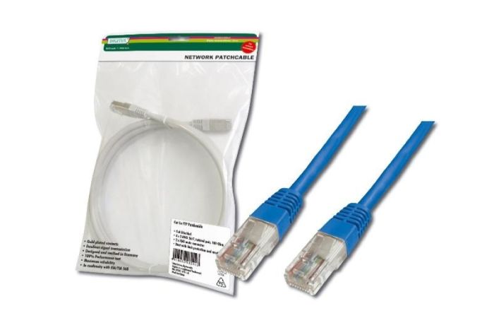 Патч-корд DIGITUS CAT 5e UTP, 5м, AWG 26/7, Cu, PVC, синій