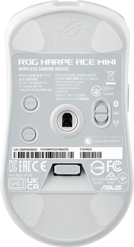 Миша ASUS ROG Harpe Ace Mini, USB-A/WL/BT, білий