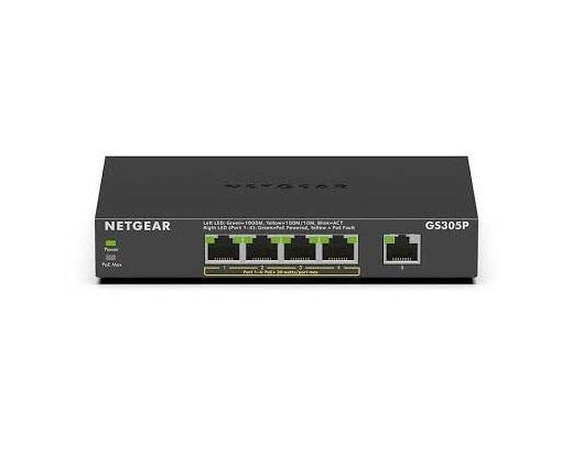 Коммутатор NETGEAR GS305P 5xGE (4xPoE), 63Вт, Неуправляемый