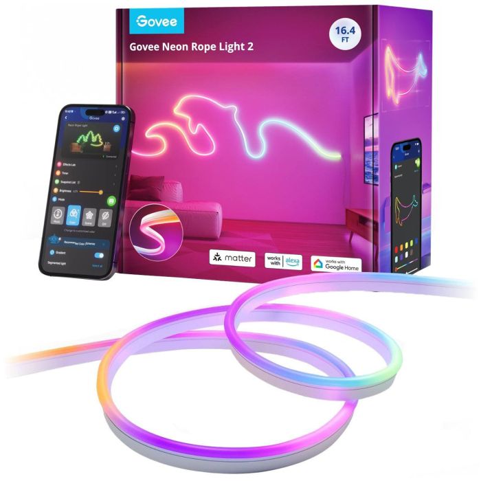 Лента светодиодная умная Govee H61D3 Neon Rope Light 2, 5м, RGBIC, WI-FI/Bluetooth, Белый