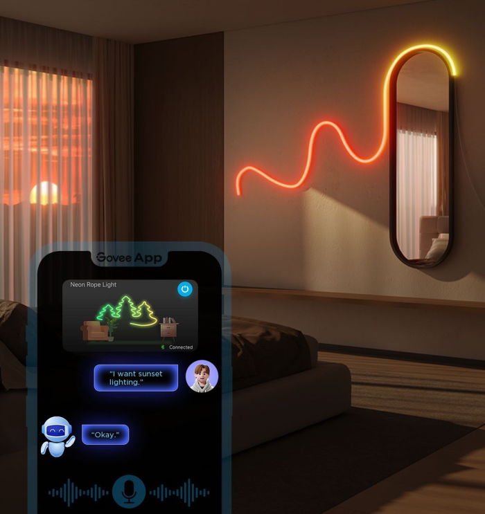 Лента светодиодная умная Govee H61D3 Neon Rope Light 2, 5м, RGBIC, WI-FI/Bluetooth, Белый