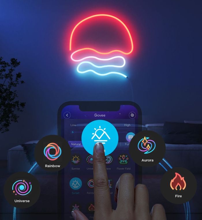 Лента светодиодная умная Govee H61D3 Neon Rope Light 2, 5м, RGBIC, WI-FI/Bluetooth, Белый