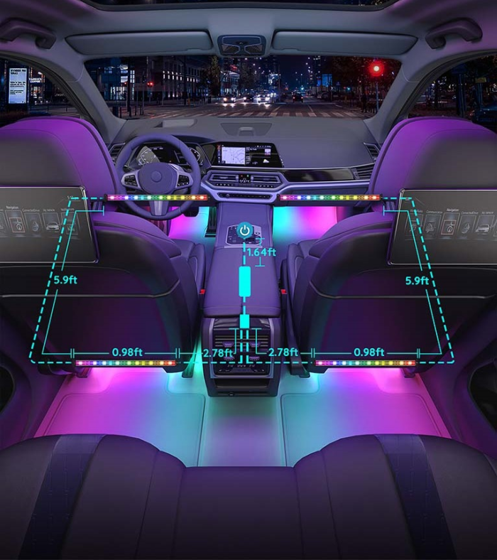 Govee RGBIC Interior Car Lights (30 Scene Mode + 4 Music Mode)--Without Remote Control