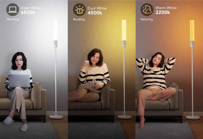 Торшер умный Govee H6078, 1500Lm, RGBICW, WI-FI/Bluetooth, Белый