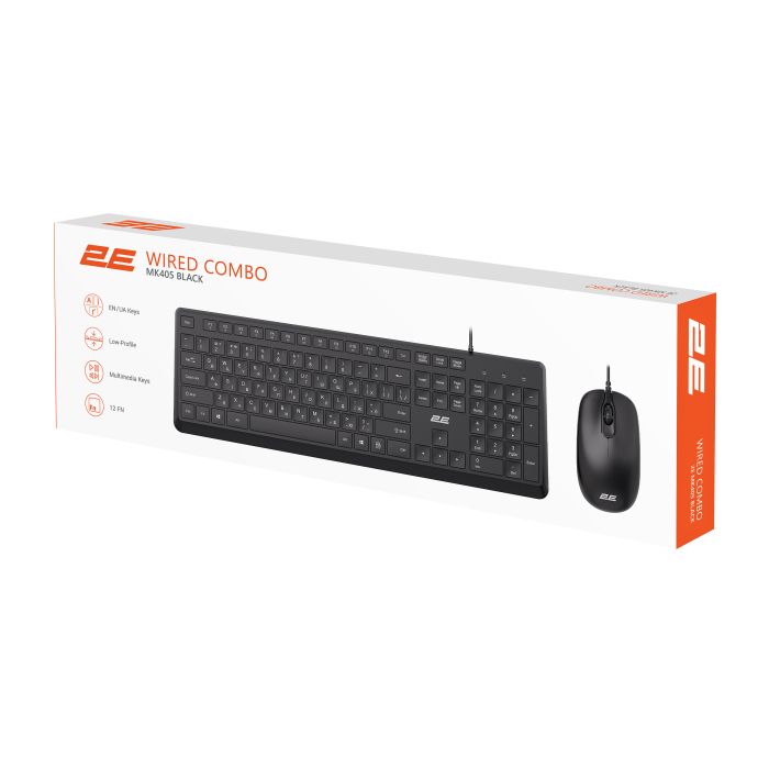 Комплект клавіатура та миша 2E MK405 USB-A, EN/UK, чорний