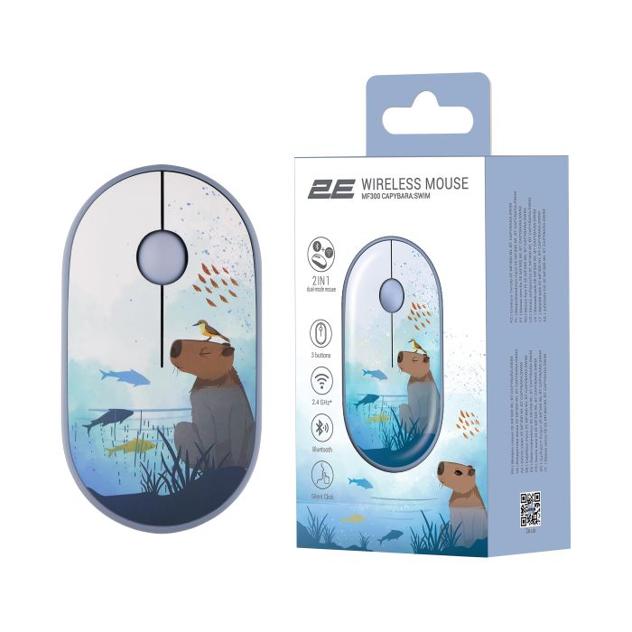 Миша 2E MF300 CAPYBARA:SWIM Silent WL BT, синій