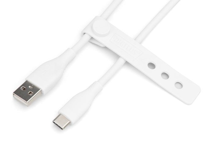 DIGITUS USB-C Silicone charging cable, USB-A - USB-C 2m, USB 2.0, 60W, white