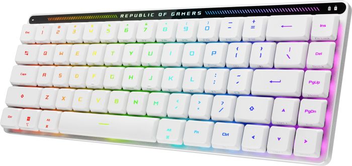 ASUS Keyboard mechanical ROG Falchion RX Low Profile, 68key, Red Switch, USB-A/WL/BT, EN/UK, RGB, white