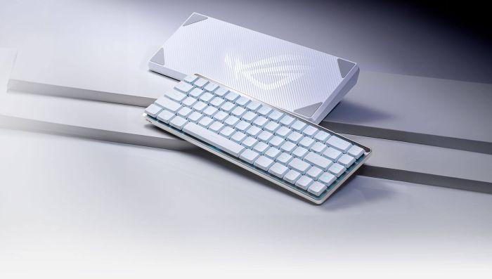 ASUS Keyboard mechanical ROG Falchion RX Low Profile, 68key, Red Switch, USB-A/WL/BT, EN/UK, RGB, white