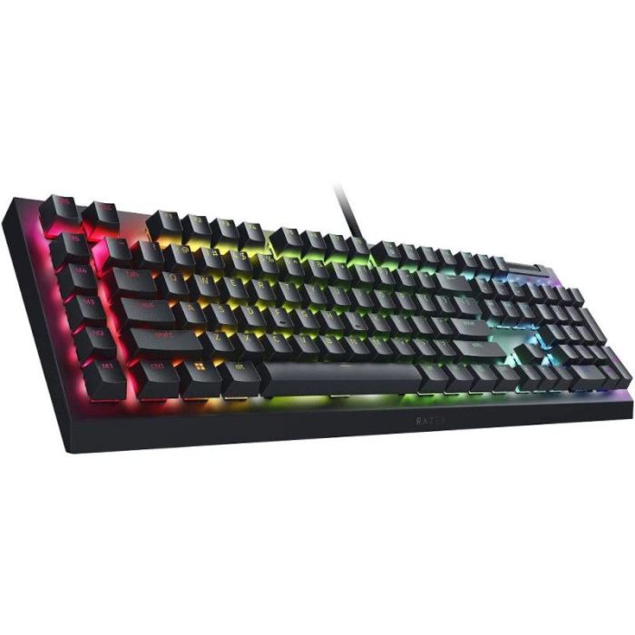 Razer Keyboard mechanical BlackWidow V4 X 110key, Green Switch, USB-A, EN/RU, RGB, black