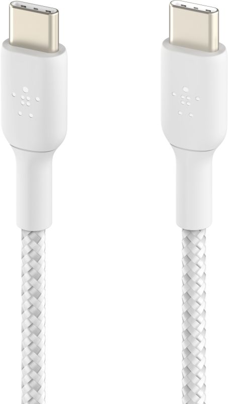 Кабель USB-C > USB-C заряджання/синхронізації Belkin 2м, 60Вт, Type-C, плетений, білий