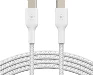 Кабель USB-C > USB-C заряджання/синхронізації Belkin 2м, 60Вт, Type-C, плетений, білий