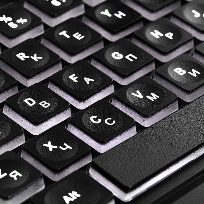 Клавиатура мембранная 2E KS120 104key, USB-A, EN/UK, White LED, чёрный