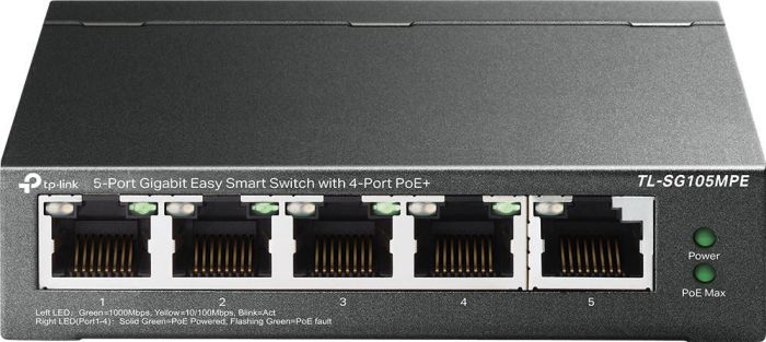 Комутатор TP-LINK  5xGE (4xPoE), 120Вт, WebSmart TP-Link TL-SG105MPE