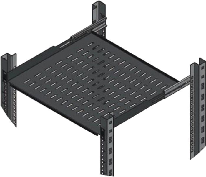 Полиця MIRSAN 19", 1U, регульована 450-540 мм, чорна