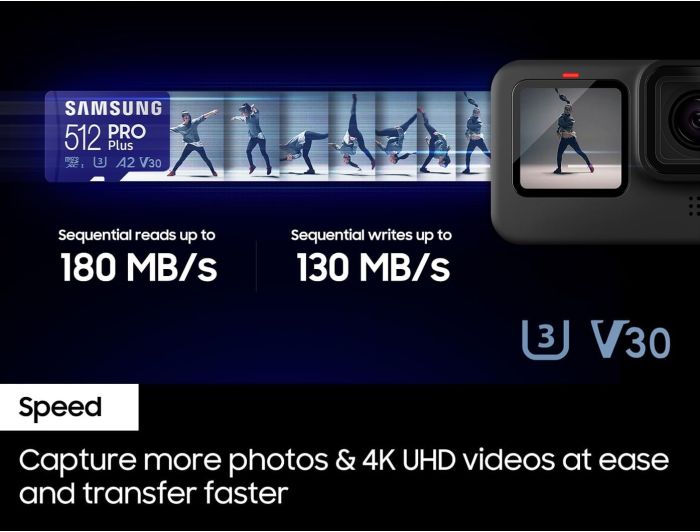 Samsung microSDXC 256GB C10 UHS-I R180/W130MB/s PRO Plus + SD