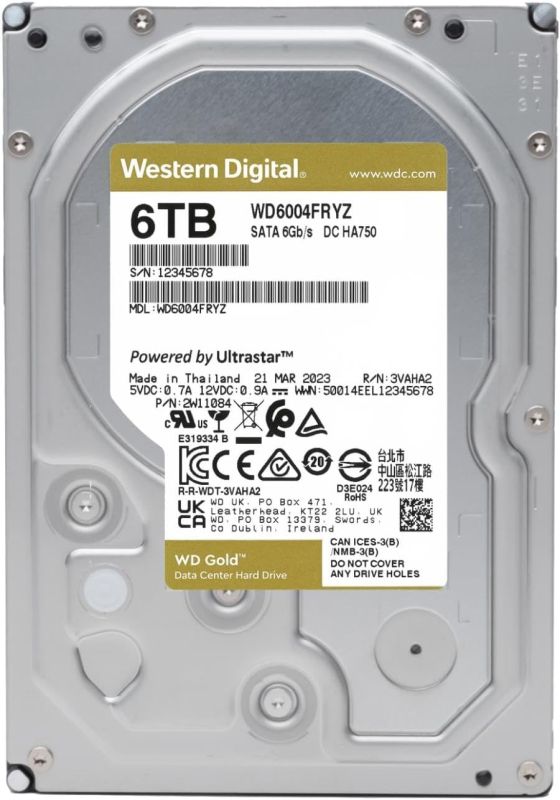 Жесткий диск WD  6TB 3.5" 7200 256MB SATA Gold