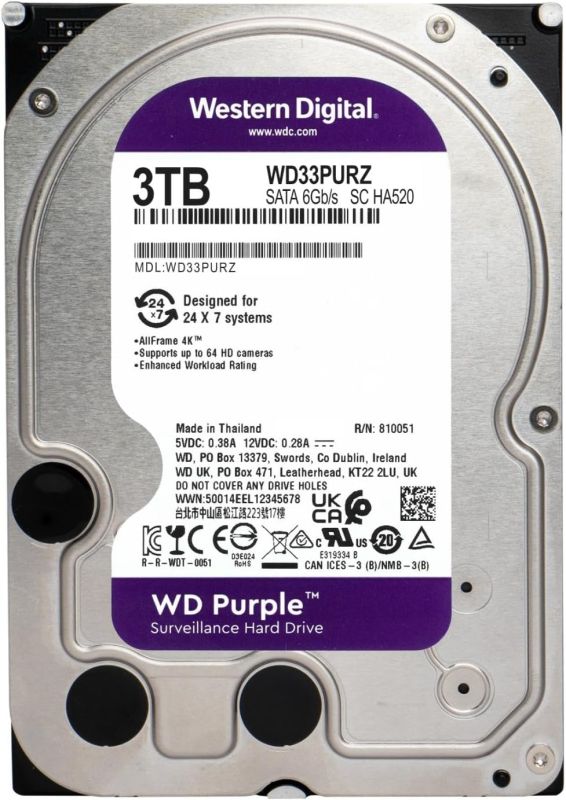 Жесткий диск WD  3TB 3.5" 256MB SATA Purple Surveillance