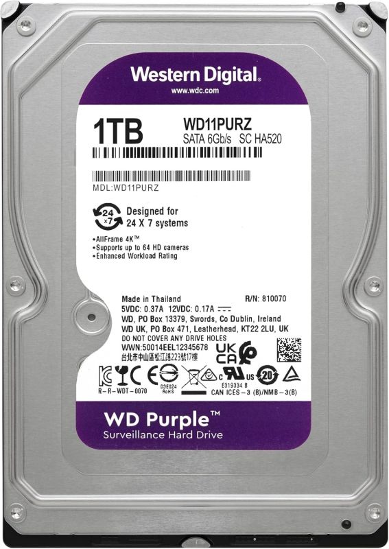 Жорсткий диск WD  1TB 3.5" 5400 64MB SATA Purple Surveillance