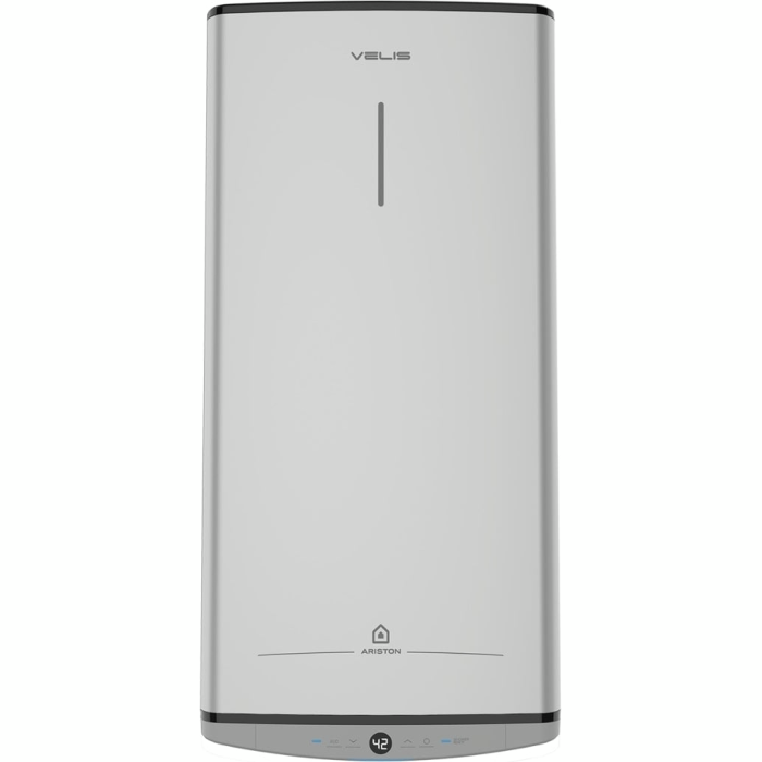 Water heater electr. Ariston flat slim VELIS TECH 50 EU, 50L, 2*1.5kW, uni installation, electric control, B, Italy, Gray