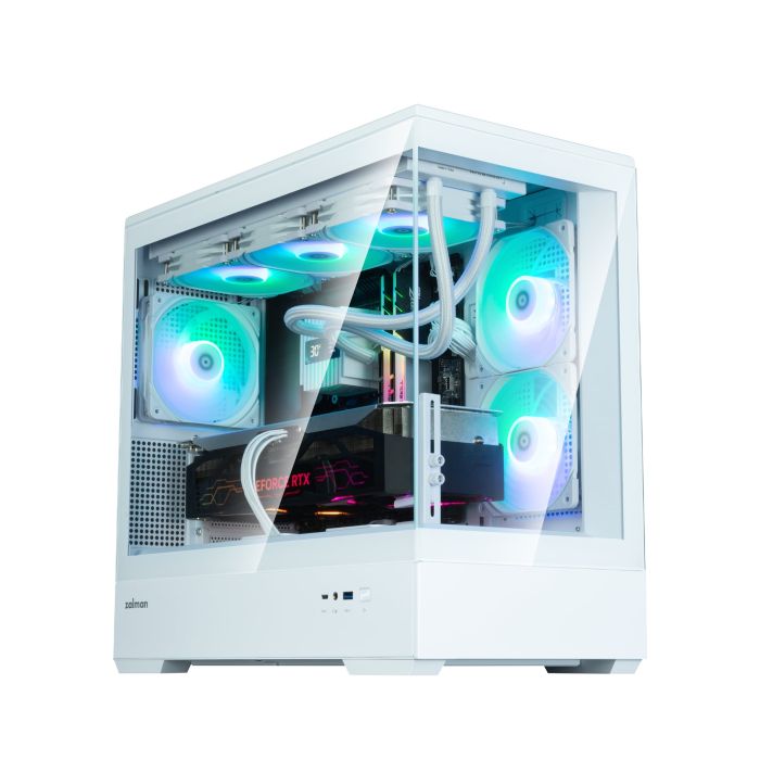 Корпус Zalman P30 White V2, без БП, 1xUSB3.0, 1хUSB Type-C, 3x120мм ARGB, TG Front/Side Panel, mATX, белый