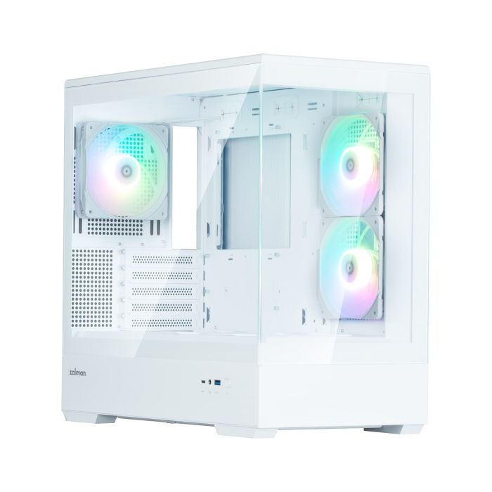 Корпус Zalman P30 White V2, без БП, 1xUSB3.0, 1хUSB Type-C, 3x120мм ARGB, TG Front/Side Panel, mATX, белый