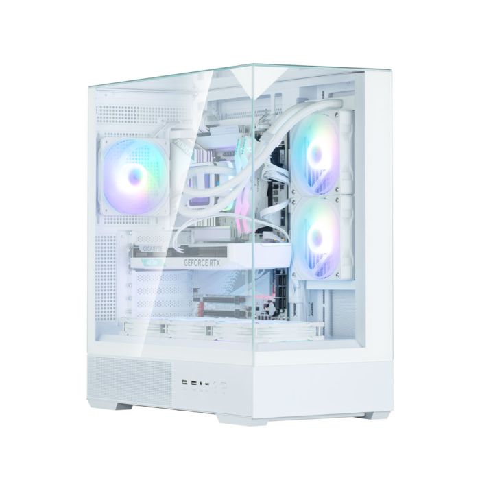 Zalman PC case P40 Prism without PSU, 2xUSB3.0, 1xUSBType-C, 1x120mm ARGB, VGA 420мм, LCS ready, TG 3x Panels, ATX, white
