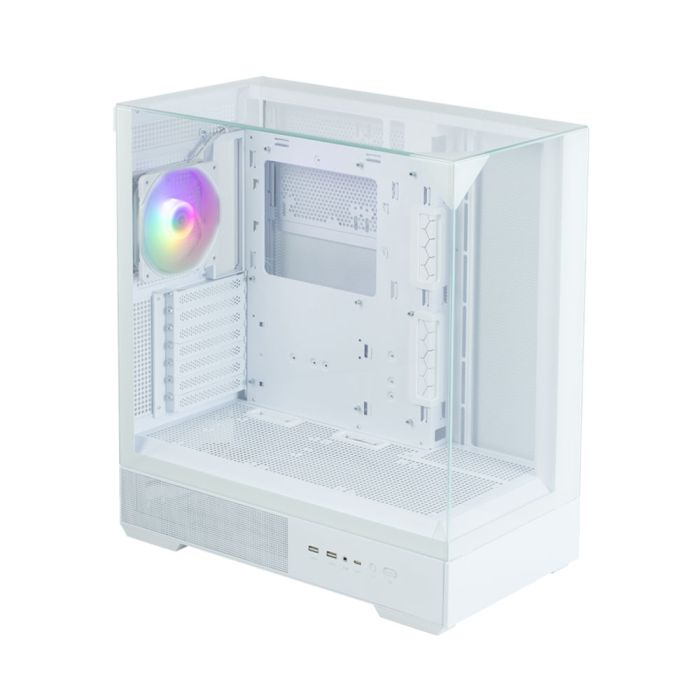 Zalman PC case P40 Prism without PSU, 2xUSB3.0, 1xUSBType-C, 1x120mm ARGB, VGA 420мм, LCS ready, TG 3x Panels, ATX, white