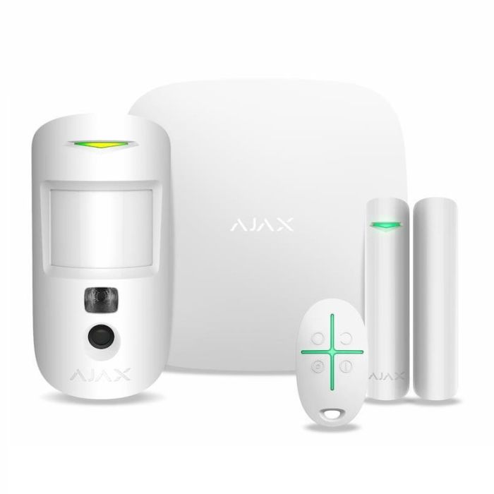 Комплект охранной сигнализации Ajax HDR StarterKit Cam, hub 2, motioncam HDR, doorprotect, spacecontrol, jeweller, беспроводной, белый