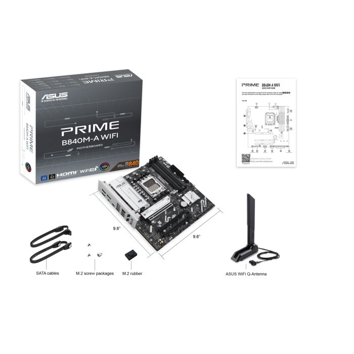 Материнcька плата ASUS PRIME B840M-A WIFI sAM5 B840 4xDDR5 M.2 HDMI DP WiFi BT mATX