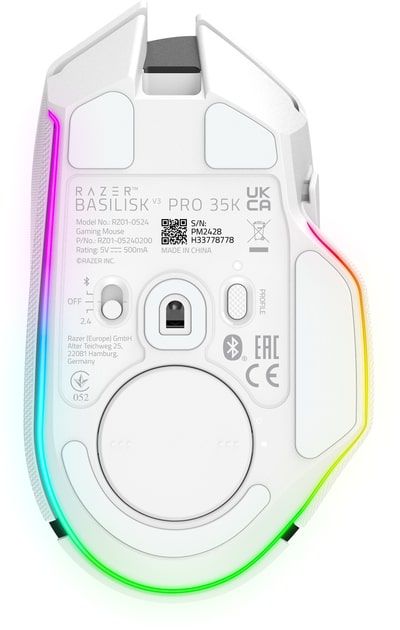 Razer Mouse Basilisk V3 Pro 35K, RGB, USB-A/WL/BT, white