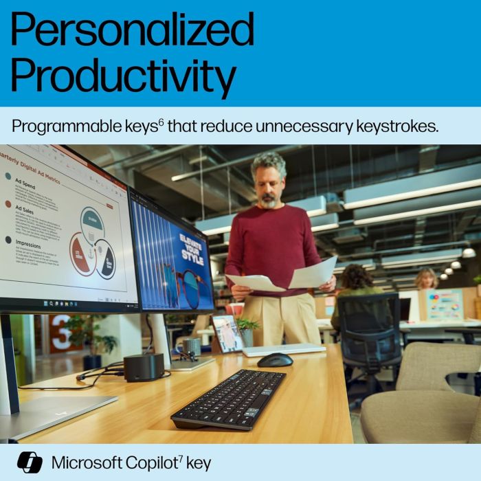 Клавиатура мембранная HP 720 Multi-Device Rechargeable, 109key, WL/BT, EN/UK, чорний