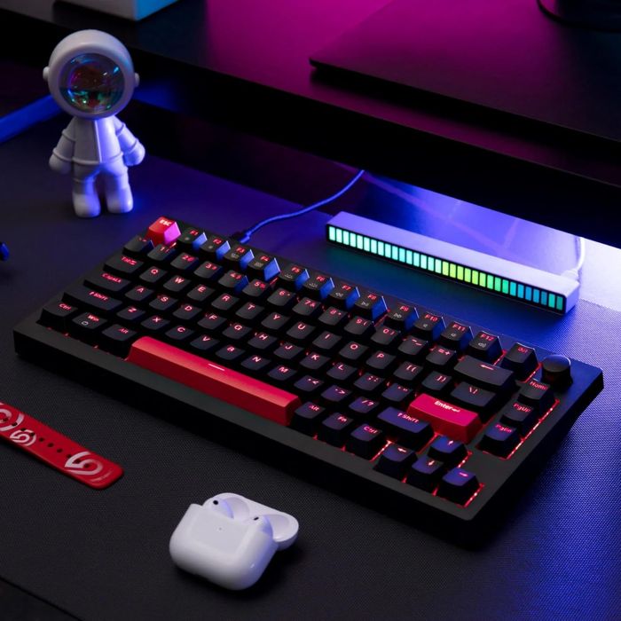 Mechanical keyboard Lemokey  X4 84Key, Keychron Brown, USB-A, QMK/VIA, EN/UKR, Red led, чорний