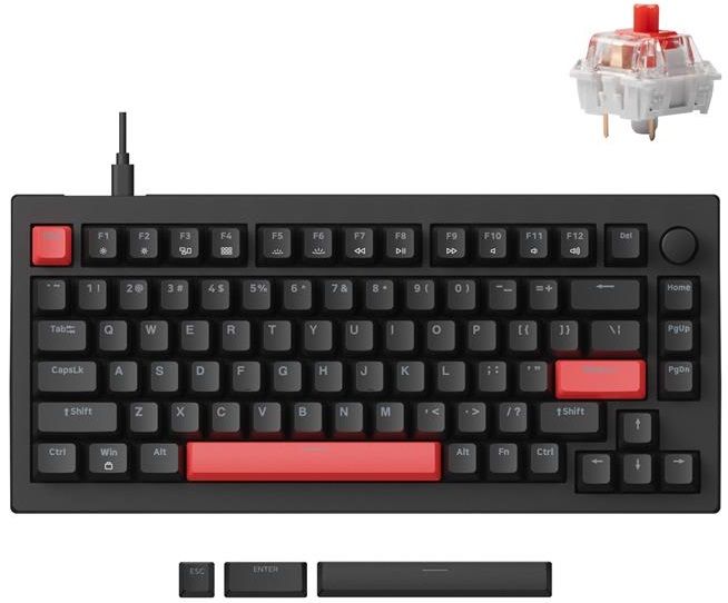 Mechanical keyboard Lemokey  X4 84Key, Keychron Red, USB-A, QMK/VIA, Hot-Swap, EN/UKR, Red led, чорний