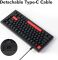 Mechanical keyboard Lemokey  X4 84Key, Keychron Red, USB-A, QMK/VIA, Hot-Swap, EN/UKR, Red led, чорний