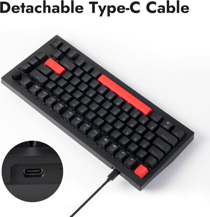 Mechanical keyboard Lemokey  X4 84Key, Keychron Red, USB-A, QMK/VIA, Hot-Swap, EN/UKR, Red led, чорний