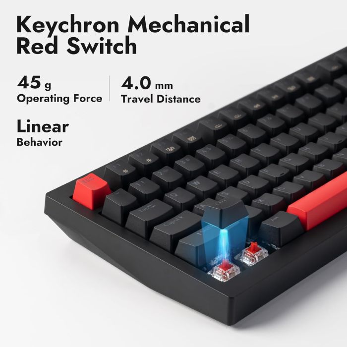 Mechanical keyboard Lemokey  X4 84Key, Keychron Red, USB-A, QMK/VIA, Hot-Swap, EN/UKR, Red led, чорний