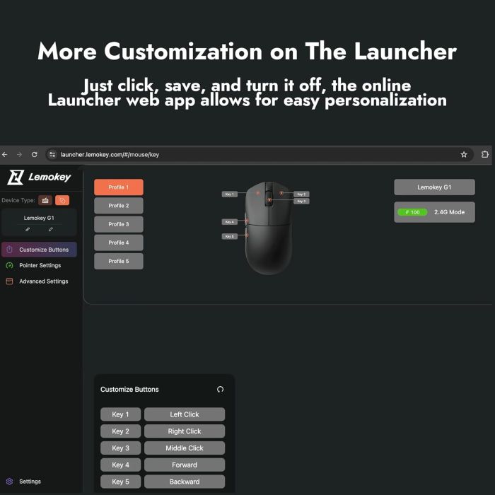 Mouse Lemokey G1 USB-A/USB-C/WL/BT, 8K, білий