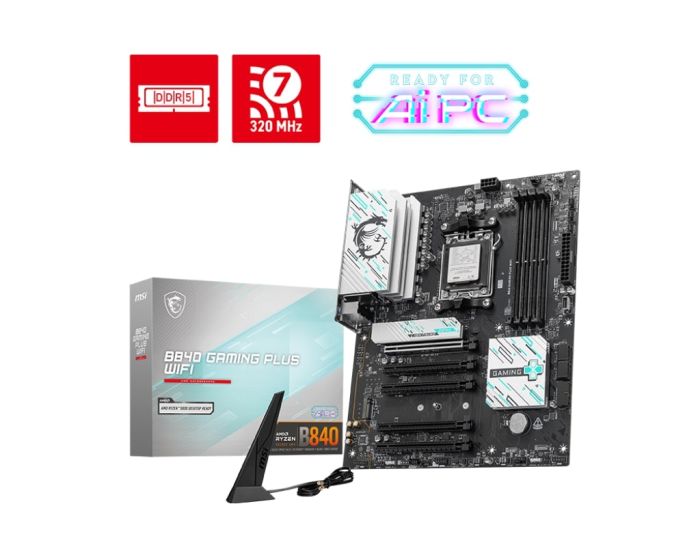 Материнcкая плата MSI B840 GAMING PLUS WIFI sAM5 B840 4xDDR5 M.2 HDMI Wi-Fi BT ATX