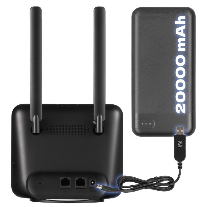 Router TCL LINKHUB (HH42CV2) LTE, Wi-Fi4, 1xFE LAN/WAN, 1xFE LAN, 2xSMA, Black + Power Bank 20000mAh + USB-DC cable 5V-12V