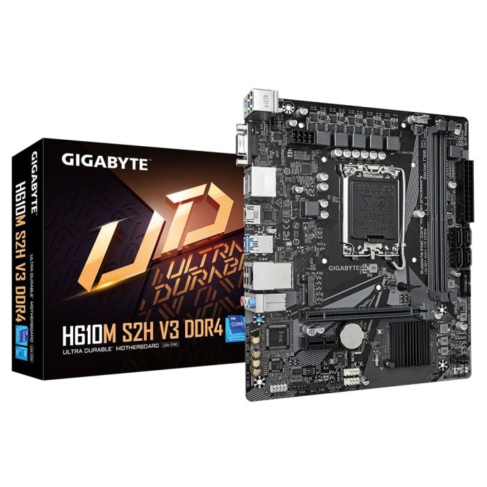GIGABYTE Motherboard H610M S2H V3 DDR4 s1700 H610 2xDDR4 HDMI DP D-Sub mATX