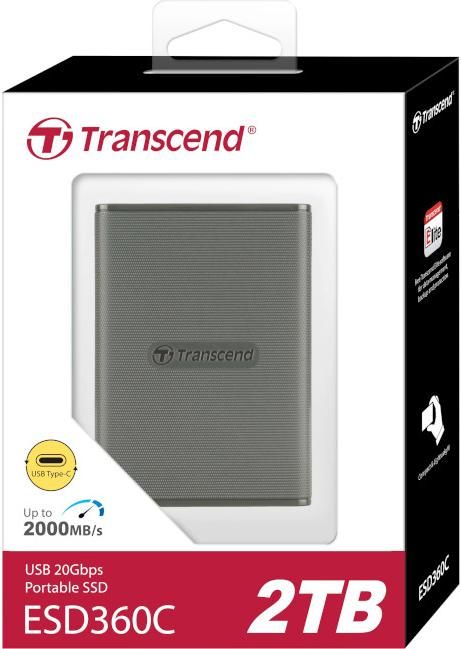 Портативный SSD Transcend 2TB USB 3.2 Gen 2x2 Type-C ESD360C Серый